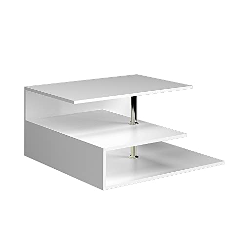 Vicco Couchtisch Sofatisch Wohnzimmertisch Basti weiß Kaffeetisch 3 Ablagen