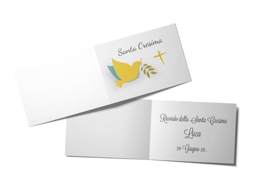 Bigliettini Bomboniera Confetti Personalizzabili con Nome e Data per tutte le Occasioni (14-Santa-Cresima)