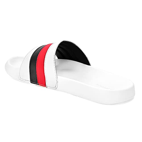 Image of San Frissco Men's Flip Flop Slipper's Open Toe Striped Sliders /Soft Cushioned Footbed With EVA Sole Colurblocked Lightweight Flexible and Stylish Footwear Slip On Sandals for Outdoor