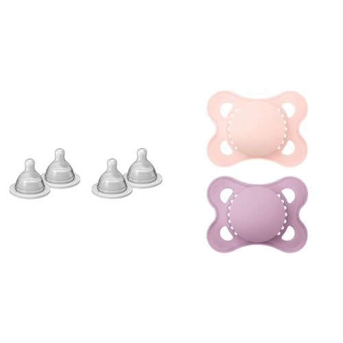 Image of MAM Bottle Nipples Extra Slow Flow Nipple Size 0, for Newborn Babies and Older & Original Matte Baby Pacifier, Nipple Shape Helps Promote Healthy Oral Development