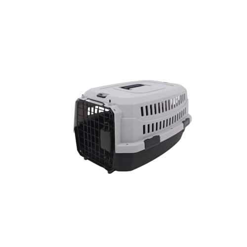 JAMBO PET | Caixa De Transporte Para Pets | Plástico E Metal | Pequeno | Cinza