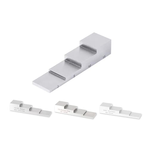 Bloque de calibración de espesores de 4 pasos: aluminio / acero inoxidable 304 / acero 1018 (2,5-20 mm) miniatura 3