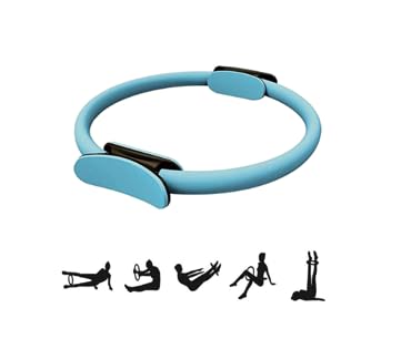 Anello per pilates, doppio manico, per yoga, pilates, ginnastica, resistenza, perfetto per yoga, core training, fisioterapia e tonificazione cosce, addominali e gambe (blu)