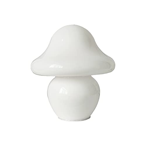 RXMORI Lampada a fungo, lampade da tavolo in vetro traslucido, lampada da scrivania in stile vintage di Murano a righe, stile moderno italiano per la decorazione della casa