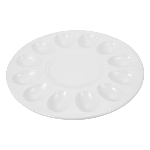 KICHOUSE 1pc Shrimp Slider Grill Pan Soup Ladle Baking Pans Oyster Serving Trays Deviled Egg Containers with Lid Meatball Plate Shrimp Paste Plate Melamine Shrimp Paste Dish White