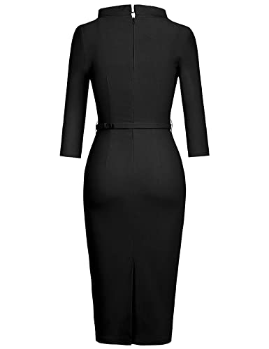 MUXXN Women's 1950s Vintage 3/4 Sleeve Elegant Collar Cocktail Evening Dress2