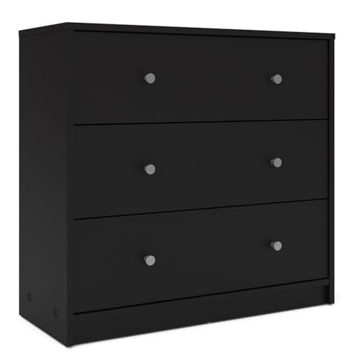 Home Square Engineered Wood 4pc Set of Chest Dresser and 2 Nightstands in Black