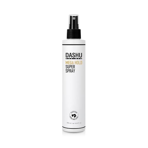DASHU Mega Hold Super Hair Spray 8.45 fl oz – Ultra-Strong Fixation, Hairspray for Women & Men, Dryness Prevention, Natural Finish, Easy Wash-Out