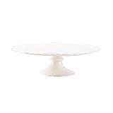 12 Inches Relief-Sculpture Ceramic Stand, Porcelain Cake Stand, Round Dessert Stand, White Cupcake...