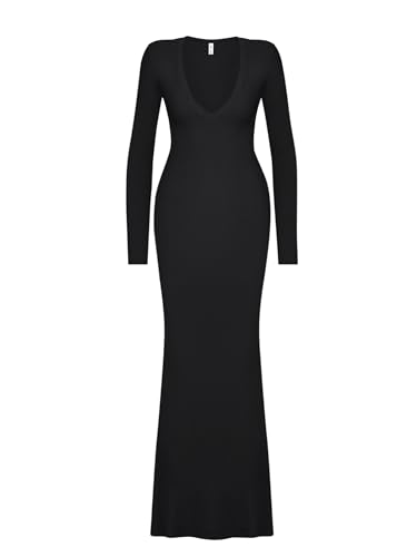 REORIA Women's Maxi Dress Formal Long Sleeve Wedding Guest V Neck Flowy Fishtail Long Dresses Cocktail Night Out Fall Outfits2