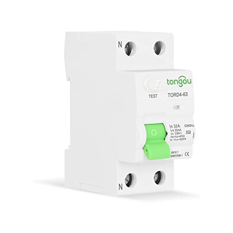 DIN Rail Earth Leakage Electric Vehicle EV Charging Stack Residual Current Circuit Breaker DC RCCB RCD 2P 63A 30MA Type A 6KA TONGOU… (32A) Cover