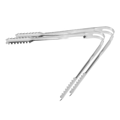 Wakauto Sturdy Stainless Steel Ice Cube Tongs Metal Grilling Tongs Non-slip Handle Versatile for Kitchen Catering and Outdoor Cooking