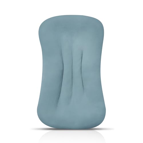 Image of PPOGOO Muslin Baby Lounger Cover Organic Cotton Removable Slipcover Fits Infant Lounger Pillow Soft Comfortable Newborn Padded Lounger Cover Floor Seat Cover for Boys and Girls (Light Brown)