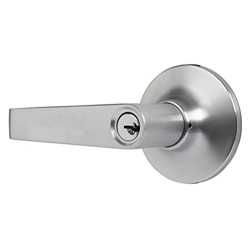 Image of BRINKS Commercial - Light Duty Keyed Door Entry Lever, Satin Chrome Finish - Meets ANSI Grade 2 Standards and is ADA Compliant