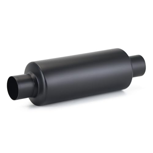 Image of A-KARCK 2 inch Inlet Exhaust Resonator, 2 inch Inlet 2 inch Outlet 13.8 inch Overall Length Muffler Resonator Stainless Steel,Polished (Black)