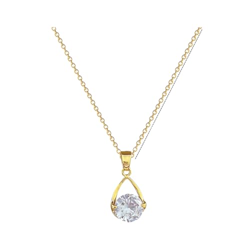 KDFIYSCV Collar colgante de cobre de circonia cúbica sencilla y lujosa, moda para mujeres con cadenas de oro y joyería conmemorativa
