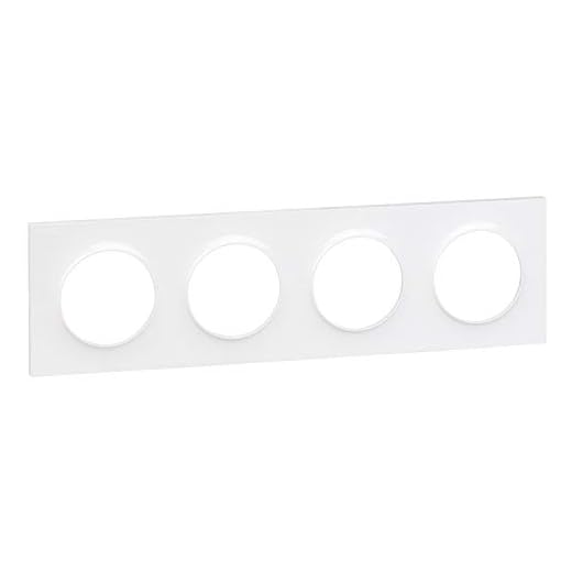 Odace Styl, plaque Blanc 4 postes horizontaux ou verticaux entraxe 71mm