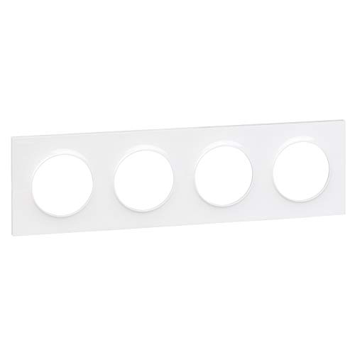 Schneider Electric - Odace Styl, plaque Blanc 4 postes horizontaux ou verticaux entraxe 71mm - S520708