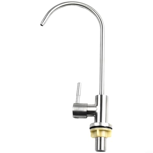 Grifo de cuello de cisne, acero inoxidable G1/2 cuello de cisne purificador de agua, filtro de agua potable de ósmosis inversa (plateado)