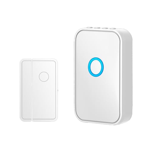 QOXEZY Sensor inalámbrico de puerta y ventana para sistema de alarma de seguridad, 45 melodías + 6 voces + alerta de urgencia, alcance de 20 m, no requiere cableado, para uso en casa, tienda y oficina
