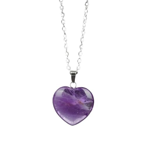 Heart Shaped Pendant Purple Amethyst Healing Crystal Gemstone | Spiritual Jewelry Charm for Necklace | Heart-Shaped Stone Gift for Women and Men-image-35