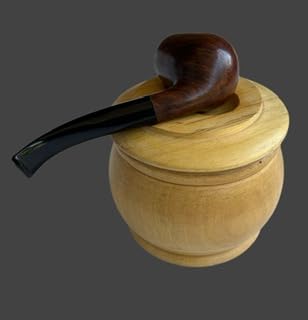 Smoking Pipe Stand/Holder/Display Rack in Wood with Tobacco Jar Humidor Moisturiser for Pipe Tobacco + for one Smoking Pipe.