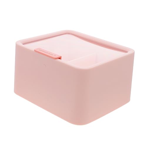 POPETPOP シーシー小型デスクトップ用多機能コスメ収納ボックス 綿棒や化粧綿収納可能 耐久性プラスチック製 コンパクトなメイクアップオーガナイザー