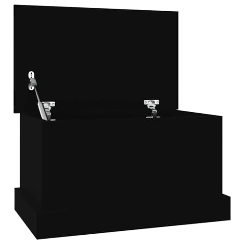 vidaXL Baúl de almacenaje Madera contrachapada Negro 50x30x28 cm