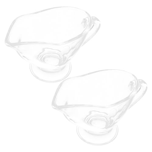 KOCKSHION Salsiera in Vetro Con Manico Ergonomico 215ml, Contenitore Per Salsa e Tazza Per Condimento Trasparente Per Ristoranti e Casa, Set Da 2 Pezzi Multiuso Per Panna, Latte e Salse