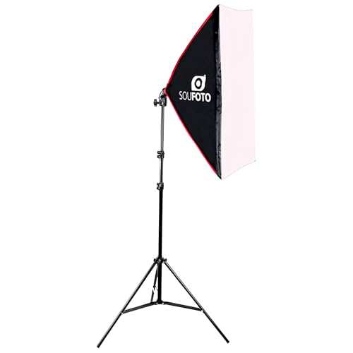 SOU FOTO Kit de Iluminação Softbox 50x70cm com Soquete E-27 Embutido para Estúdio de Video ou Fotografia Profissional | 1x Softbox 50x70cm e 1x Tripé de 2 metros | Modelo Uno