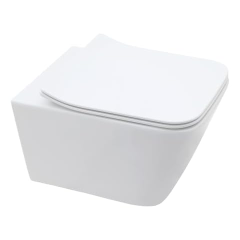 Lofeyo Wall Mount Toilet Elongated Dual Flush Toilet 1.28 GPF One Piece Toilet Compact Flush Toilet With Comfortable Seat Hight Powerful Quick Modern Standard White Bathroom Toilet LOF-T1021 Cover
