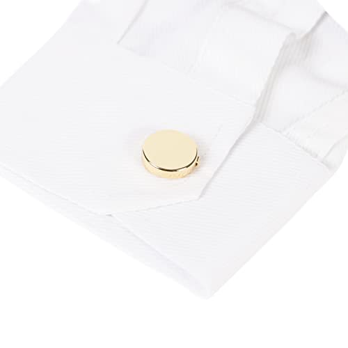 Image of 8Pcs Button Covers for Mens Shirts, Tuxedo Fake Studs | Fits regular dress shirts, button cover cufflinks, brass metal, sleek polished finish, secure clip on, groomsmen accessories