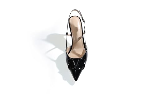 Image of Women Heeled Slingback Sandals Closed Pointed Toe Stiletto High Heels Slip-On Buckle Pumps Backless Evening Prom Party Dress Shoes 5.5-12US
