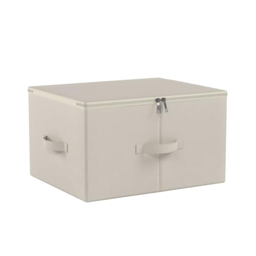 iwill CREATE PRO Collapsible Rigid Storage Bins with Lid, Shelves Clothes Storage Cubes, Tide Up Your Wardrobe, Beige, Set of 2