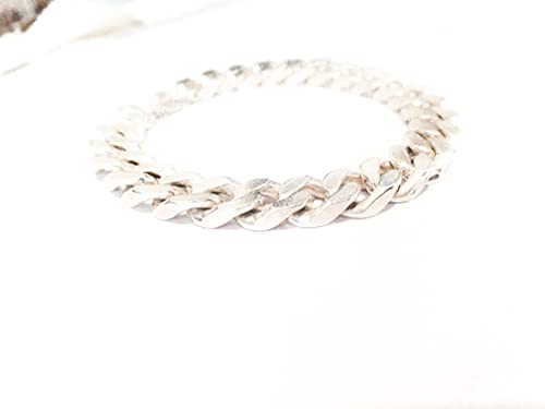 Wide Chain Link Bracelet Curb Bracelet 8.5Mm Handmade 925 Sterling Silver Gift For Men Or Women Chunky Thick Heavy (8, Silver) #TOP6