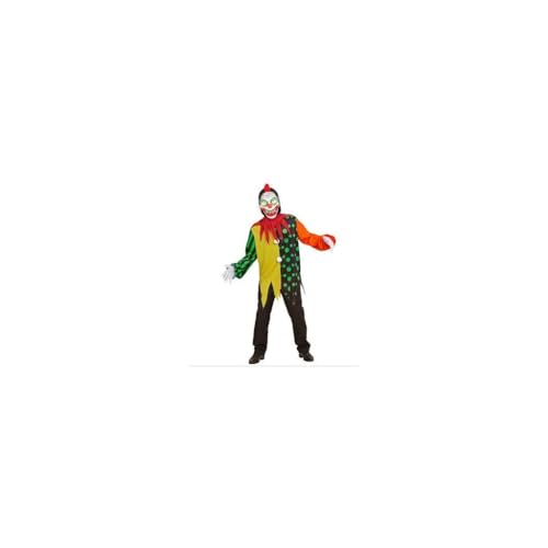 W WIDMANN MILANO Party Fashion - Déguisement pour enfant Clown tueur, haut, col, masque avec yeux lumineux, 3 voix de clown tueur, Halloween
