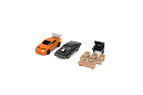 JADA TOYS Fast & Furious Nano Hollywood Rides Dom Toretto's House Display Diorama With Two 1.65" Die-Cast Cars, Toyset For Kids And Adults (33668)