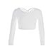 Freebily Maglia Top da Ballo Bambina Maglietta a Manica Lunga Backless Incorciat Gilet Top da Danza Classica Ballerina Crop Top da Balletto Latino Jazz Danza Moderna Bianco 9-10 Anni