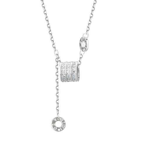 Chaîne en argent pour femmes 18 pouces, collier pendentif pompon et zircon avec boîte de rangement