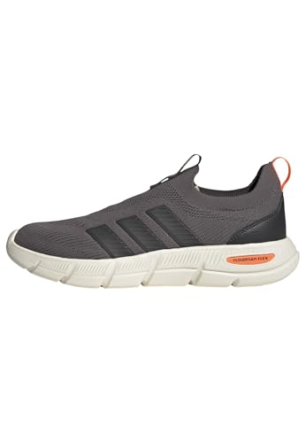 adidas Homme Cloudfoam Flex Slip on Shoes, Charcoal/Carbon/Dusky Orange, 44 2/3 EU