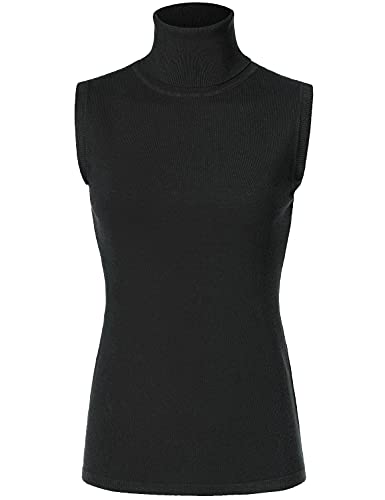 Women's Sleeveless Turtleneck Soft Stretchable Pullover Knit Sweater Top