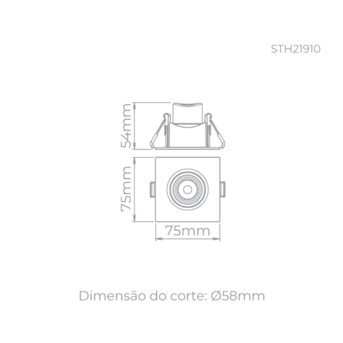 Spot embutido Stella Easy MR11 Evo Led Integrado 3W 3000K Recuado Direcionável Branco STH21910BR/30