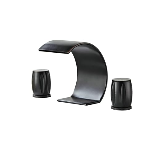 WDSOPK Grifos De Lavabo para Baño, Grifo De Cascada De Boca Ancha, Grifo Curvo De Latón con Doble Manija, Color Gris.(Vintage Black)