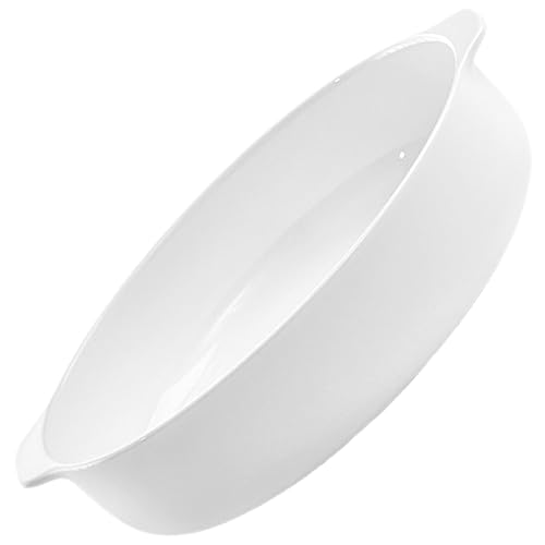 Cabilock Fuente De Porcelana Blanca Para Horno Cerámica Resistente Con Diseño Elegante Molde Para Hornear y Asar Apta Para Microondas Congelador y Lavavajillas Para Pasteles Lasaña y Verdur
