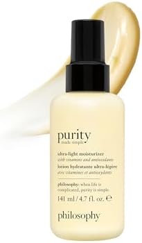 philosophy purity made simple pore ultra-light face moisturizer - with vitamins C & E, green tea, meadowfoam & chia seed oil - nourishing formula delivers 24-hour hydration - 4.7 fl oz