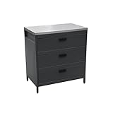 sweeek - Cuisine d'extérieure en Acier Noir avec 3 tiroirs L80cm...