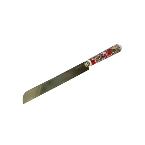 Brandani 89980 Coltello Panettone Carol in Acciaio Inossidabile con Manico in Ceramica - Eleganza Festiva