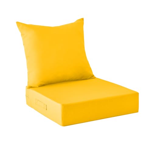 Image of IPYNBAP Outdoor Cushions for Patio Furniture,Outdoor Seat Cushion Set 24 x 24 x 4 Inch,Waterproof & Fade Resistant Outdoor Chair Cushions,Deep Patio Chair Cushion with Removable Cover,Yellow
