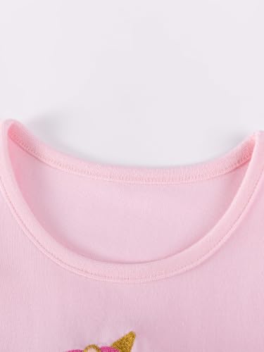 Image of HILEELANG Girls Skirt Set 2 Piece Outfit Cotton Tee Tulle Skirt Set | Soft Cotton Tee, Applique Detail, Layered Tulle Skirt with Lining, Lightweight Comfort for Toddler Little Girls