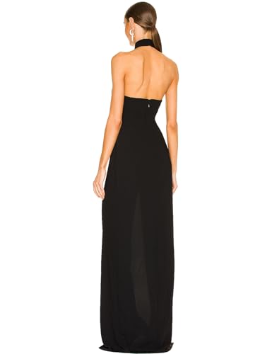 LuFeng Women's Halter Sleeveless Side High Slit Backless Maxi Dress Elegant Cocktail Party Long Dress Evening Gown2